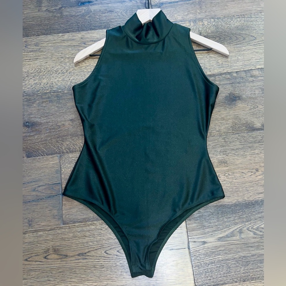 Bar III Shimmering Forrest Green  Bodysuit